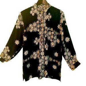 Vintage 80’s Asian floral print blouse